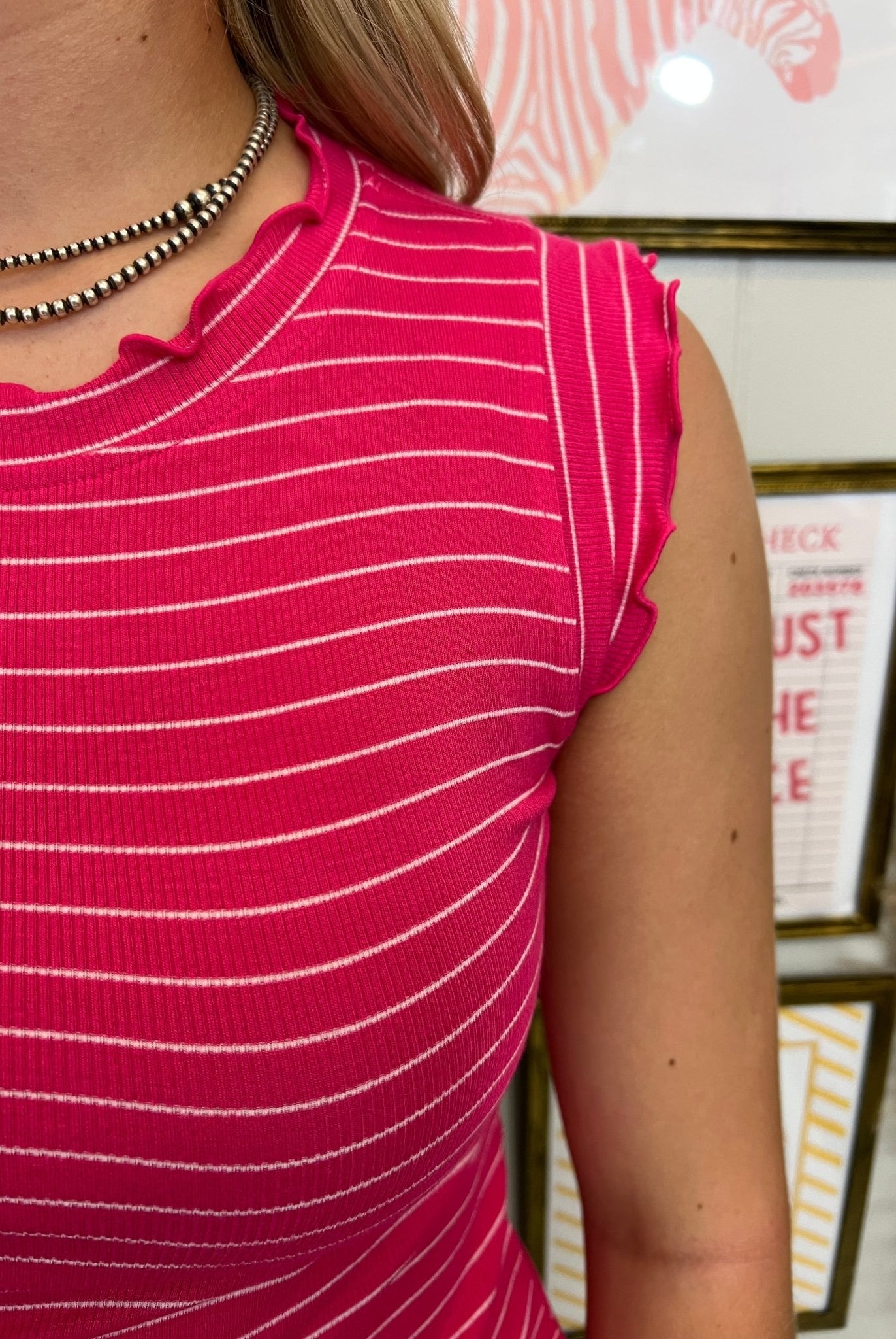 Ribbed Ruffle Sleeve Tank Top - Deadwood South Boutique & Company LLC