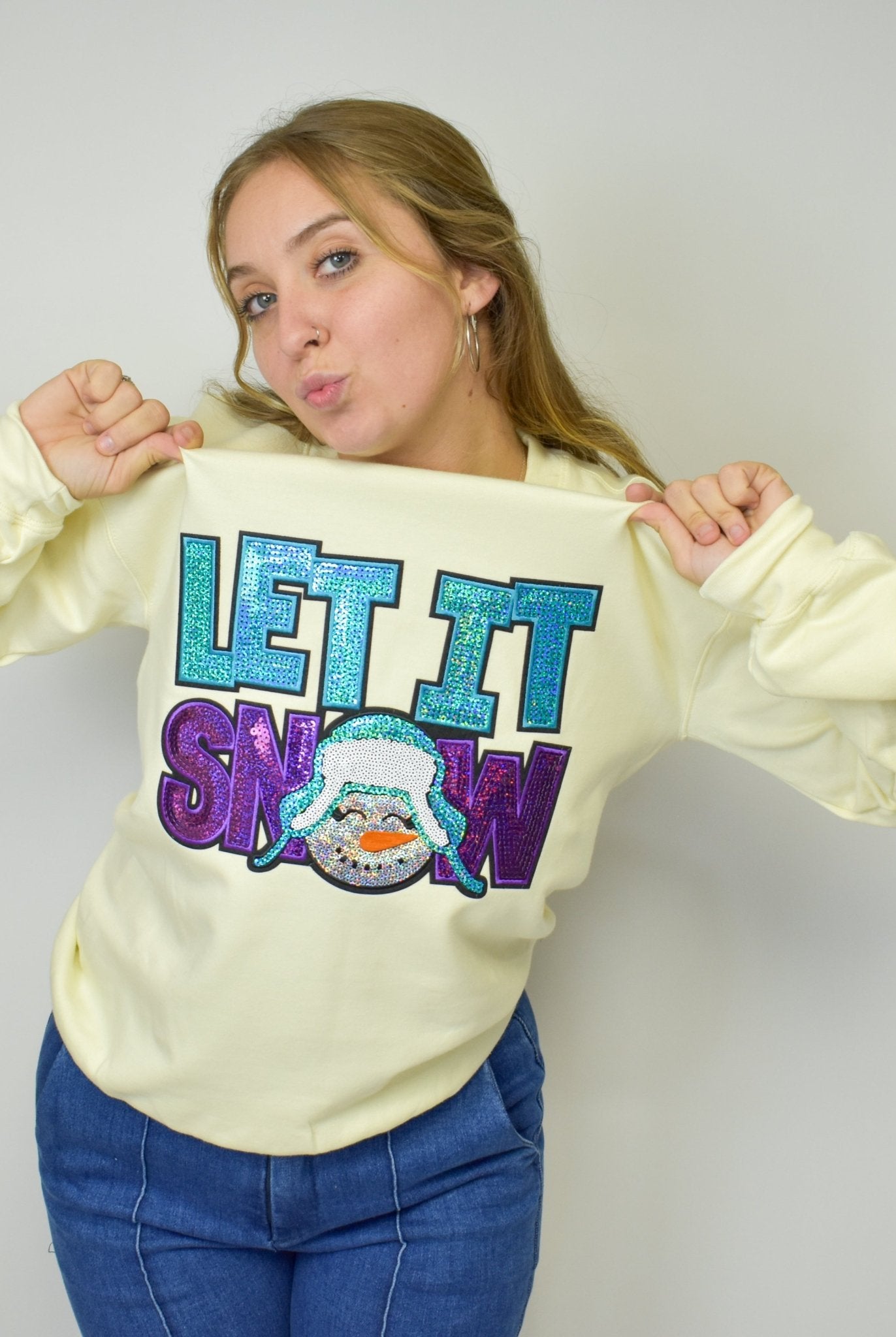 Sequin Let It Snow Sweatshirt - Deadwood South Boutique & Company LLC