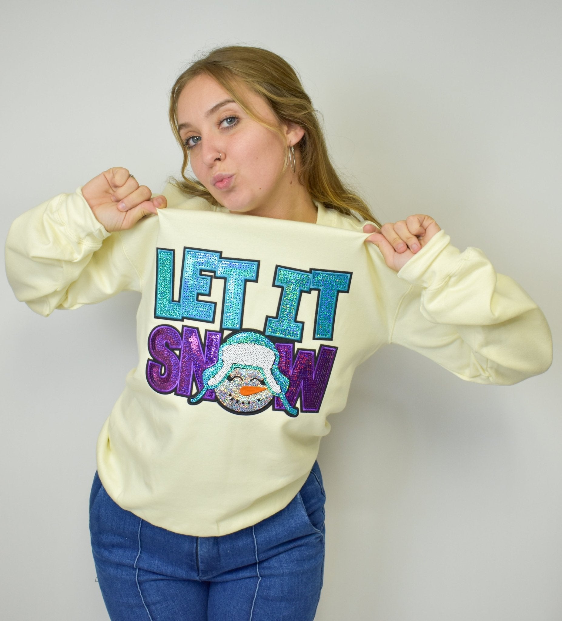 Sequin Let It Snow Sweatshirt - Deadwood South Boutique & Company LLC