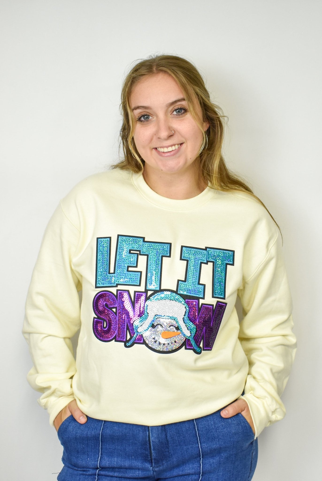 Sequin Let It Snow Sweatshirt - Deadwood South Boutique & Company LLC