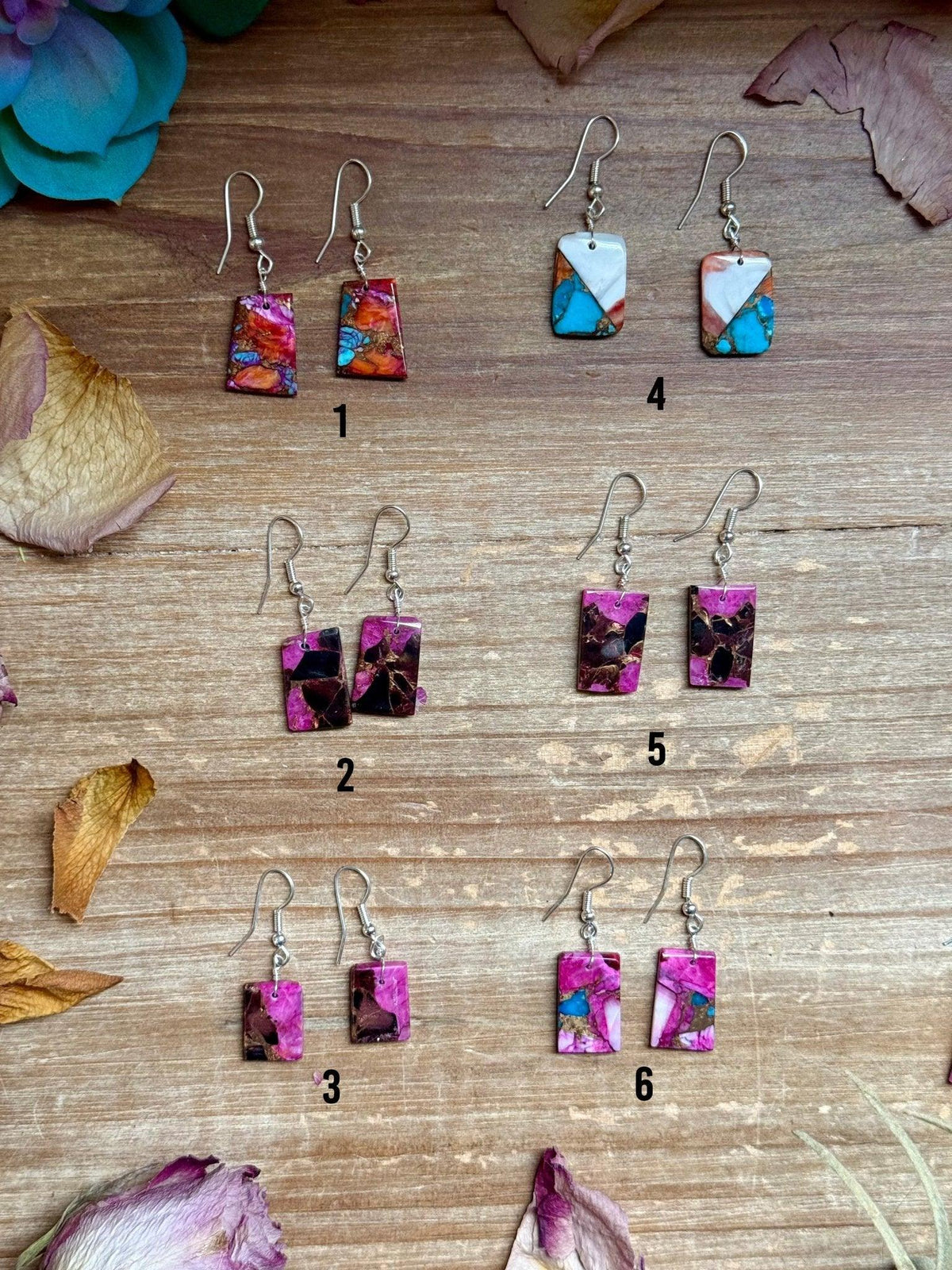 Slab Earrings – Lightweight Dangle – 1.5” – Made in USA – Multiple Stone Options - Deadwood South Boutique & Company LLC