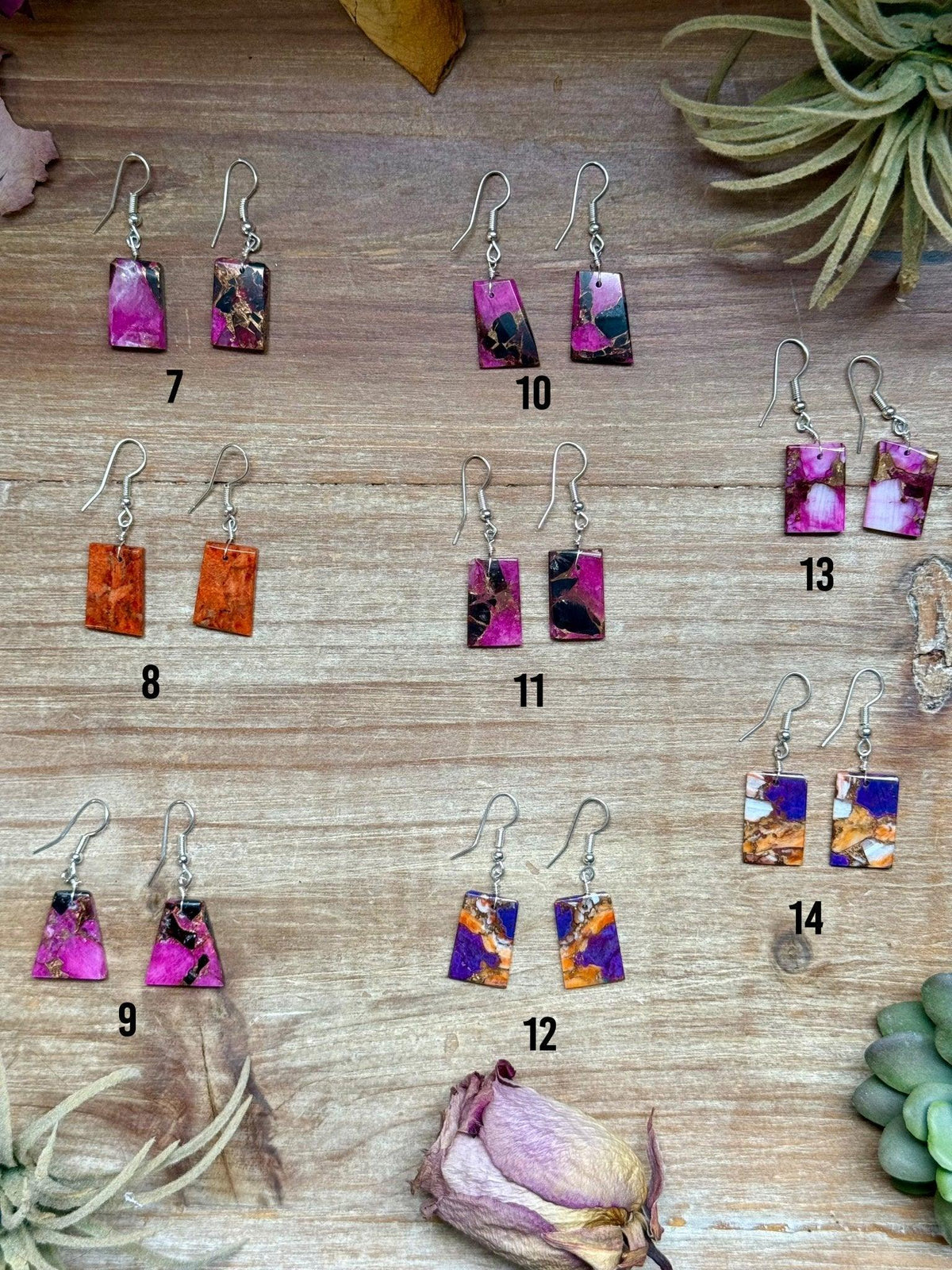 Slab Earrings – Lightweight Dangle – 1.5” – Made in USA – Multiple Stone Options - Deadwood South Boutique & Company LLC