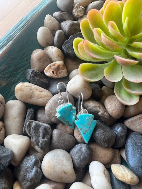 Southwest Turquoise Arrowhead Fish Hook Earrings - Deadwood South Boutique & Company LLC