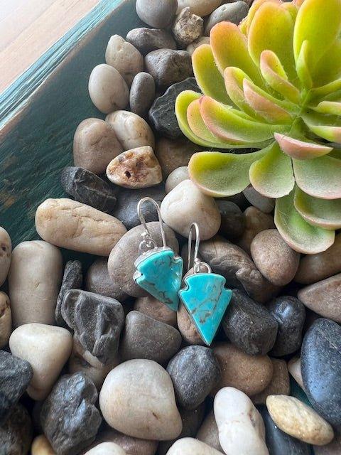 Southwest Turquoise Arrowhead Fish Hook Earrings - Deadwood South Boutique & Company LLC