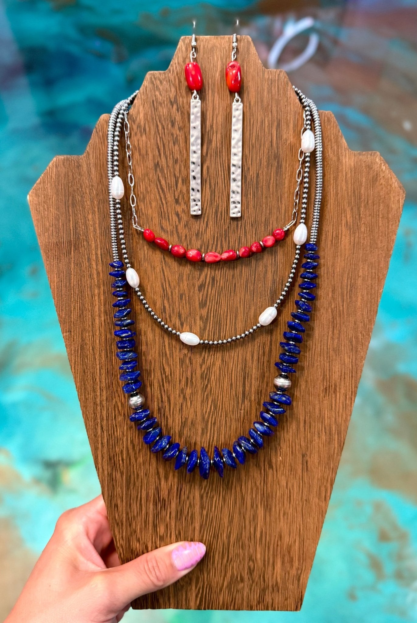 Stars, Stripes & Stone Stack (4 - Piece Set + Earrings) - Deadwood South Boutique & Company LLC