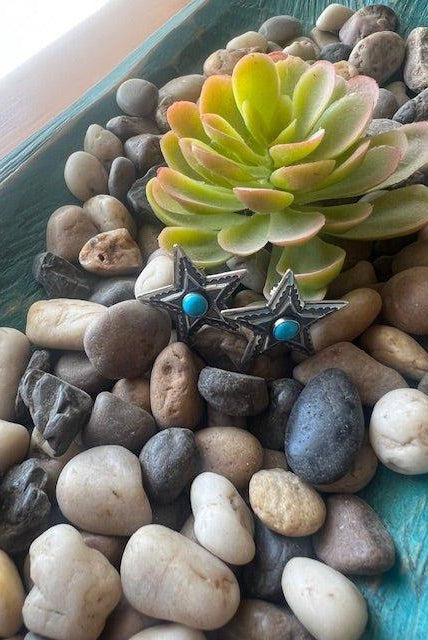 Steely Star & Turquoise Earrings - Deadwood South Boutique & Company LLC