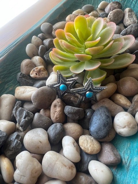 Steely Star & Turquoise Earrings - Deadwood South Boutique & Company LLC