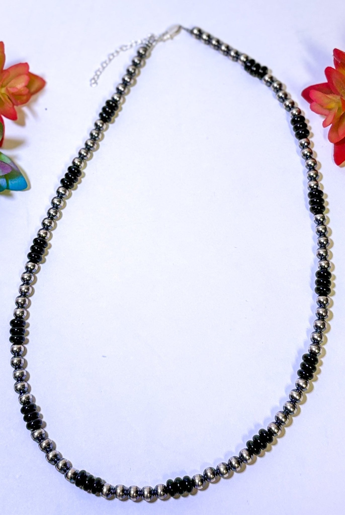 Sterling Silver Pearls Necklace with Black Onyx - Deadwood South Boutique & Company LLC