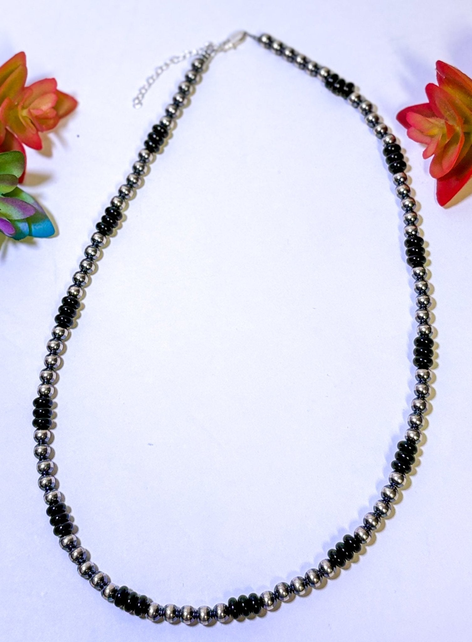 Sterling Silver Pearls Necklace with Black Onyx - Deadwood South Boutique & Company LLC