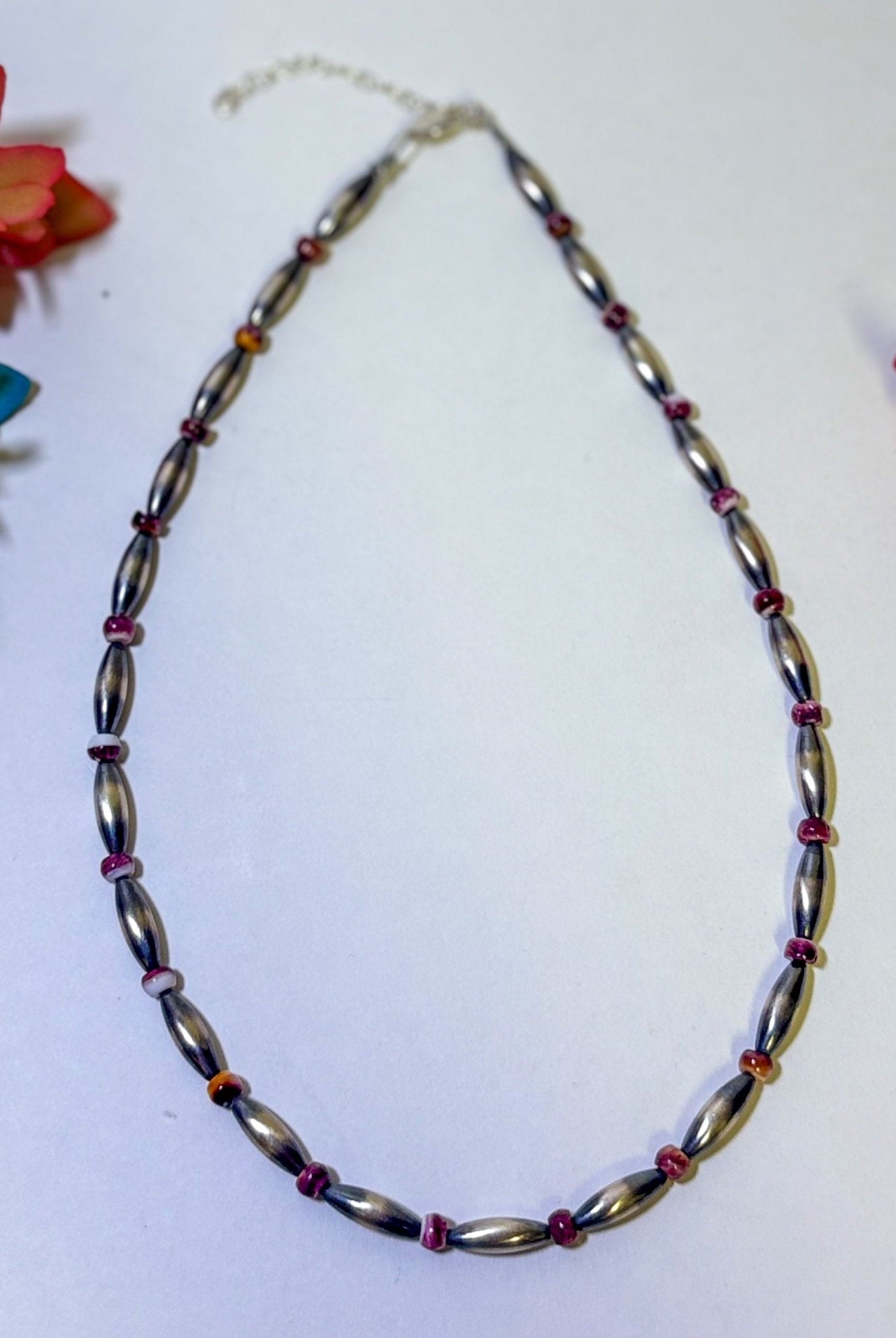 Sterling Silver Torpedo & Spiny Oyster Heishi Choker - Deadwood South Boutique & Company LLC