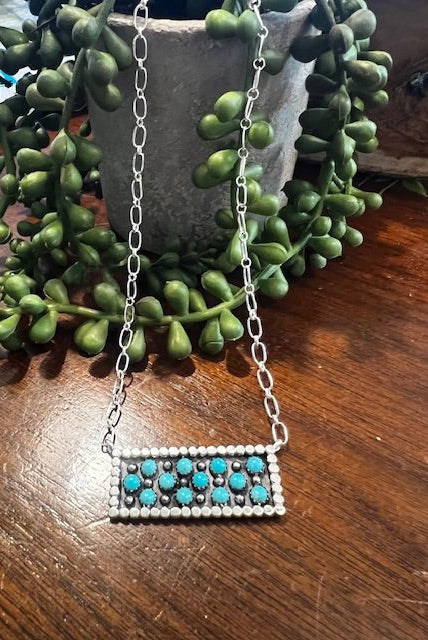 Sterling Silver & Turquoise Bar Necklace - Deadwood South Boutique & Company LLC