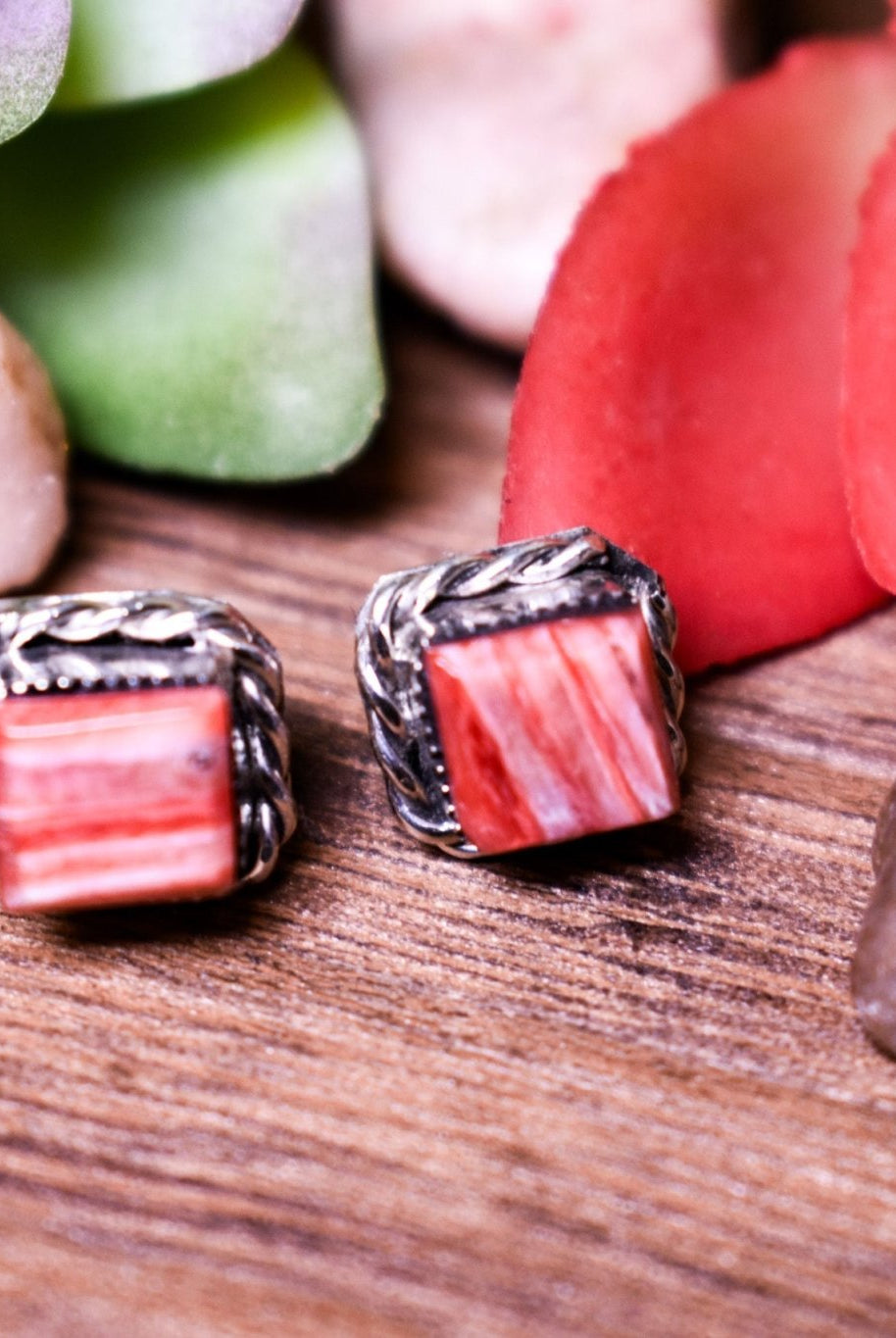 Sterling & Spiny Square Studs - Deadwood South Boutique & Company LLC