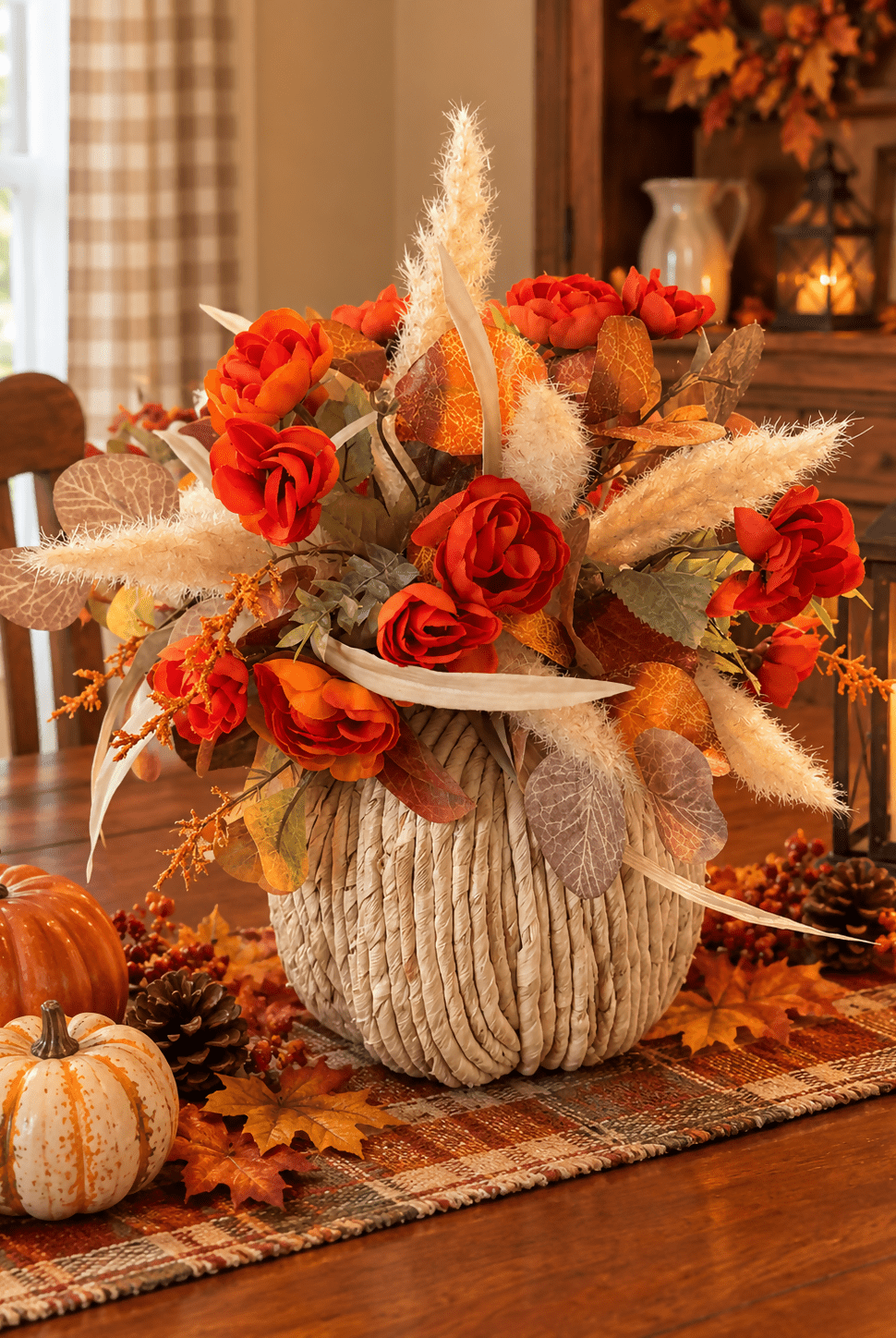 Straw pumpkin centerpiece - Deadwood South Boutique & Company LLC