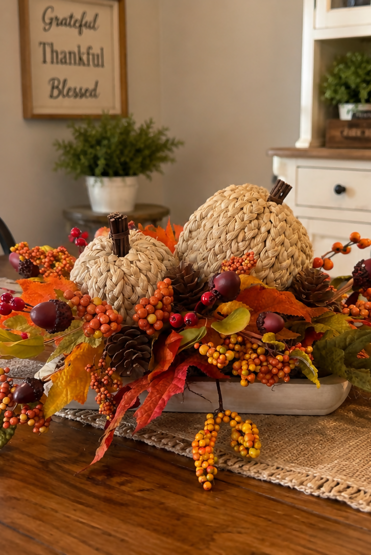 Straw pumpkins arrangement - Deadwood South Boutique & Company LLC