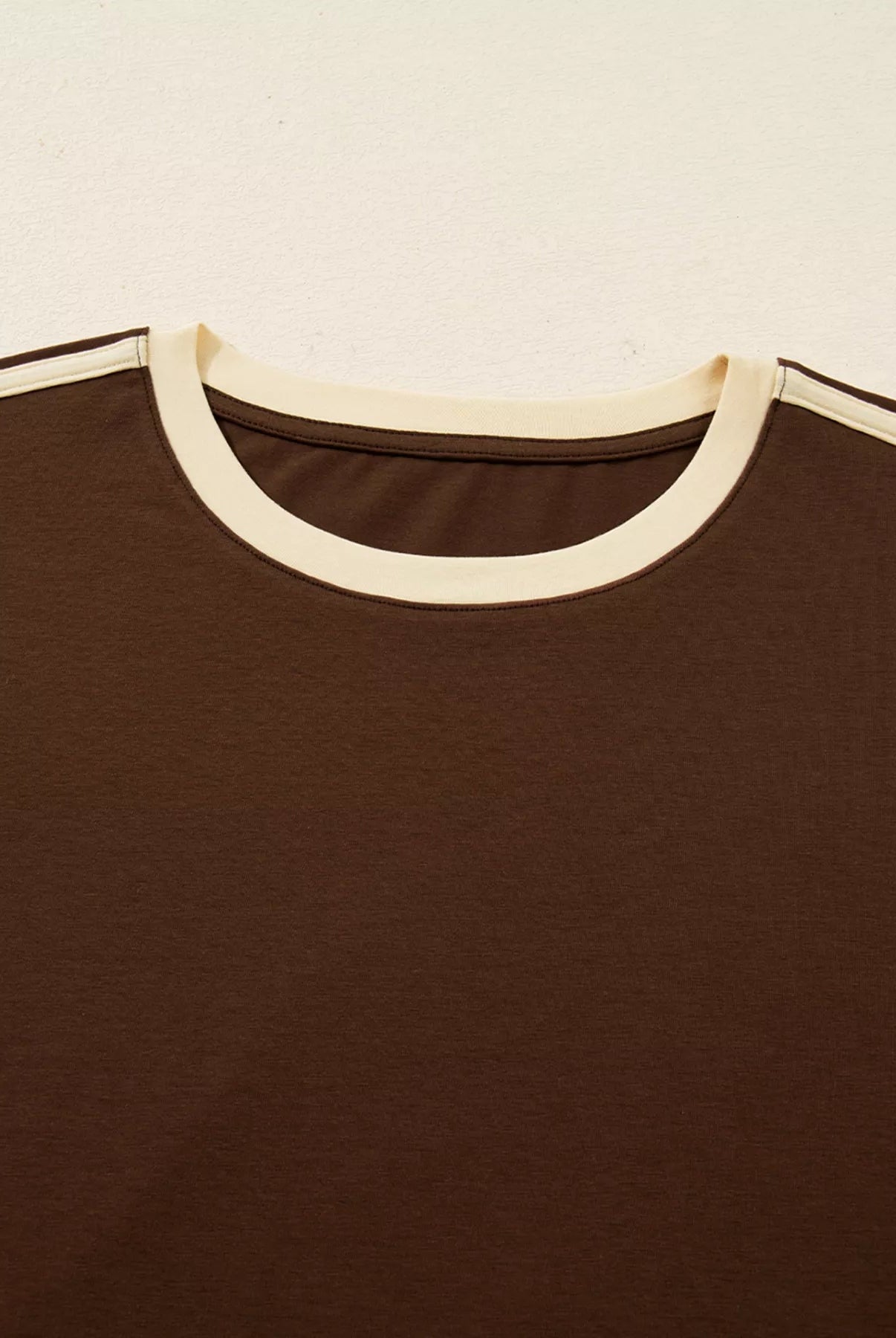 Striped Accent Contrast Crew Neck Long Sleeve T Shirt - Deadwood South Boutique & Company LLC