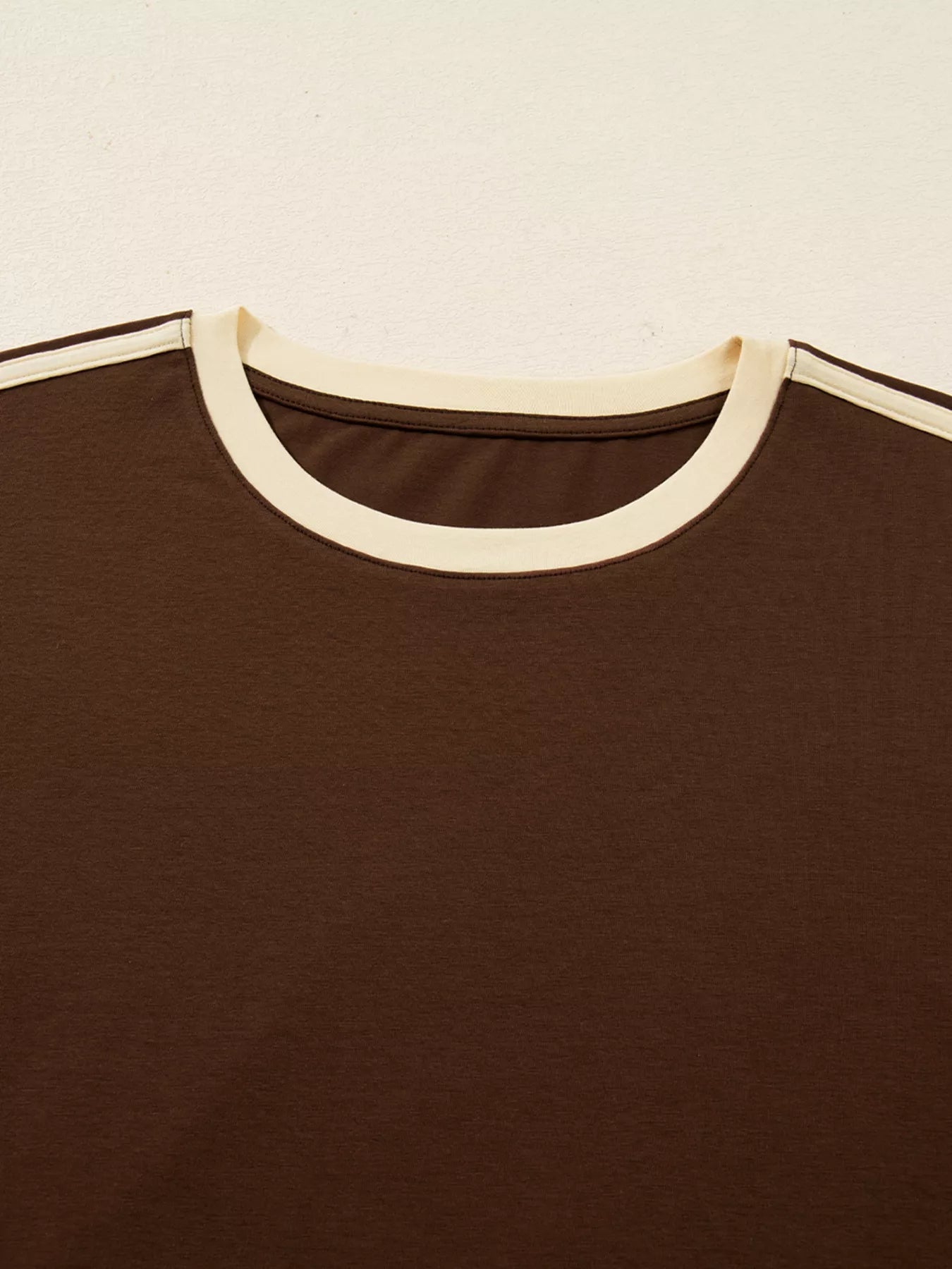 Striped Accent Contrast Crew Neck Long Sleeve T Shirt - Deadwood South Boutique & Company LLC