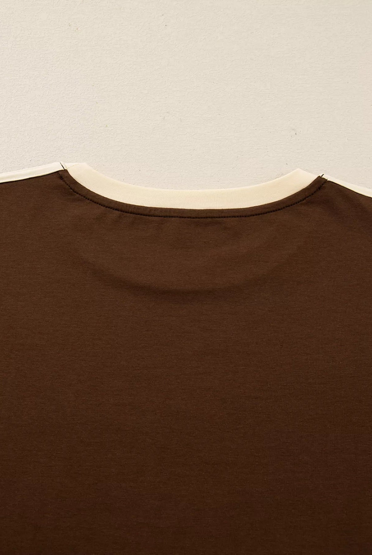 Striped Accent Contrast Crew Neck Long Sleeve T Shirt - Deadwood South Boutique & Company LLC