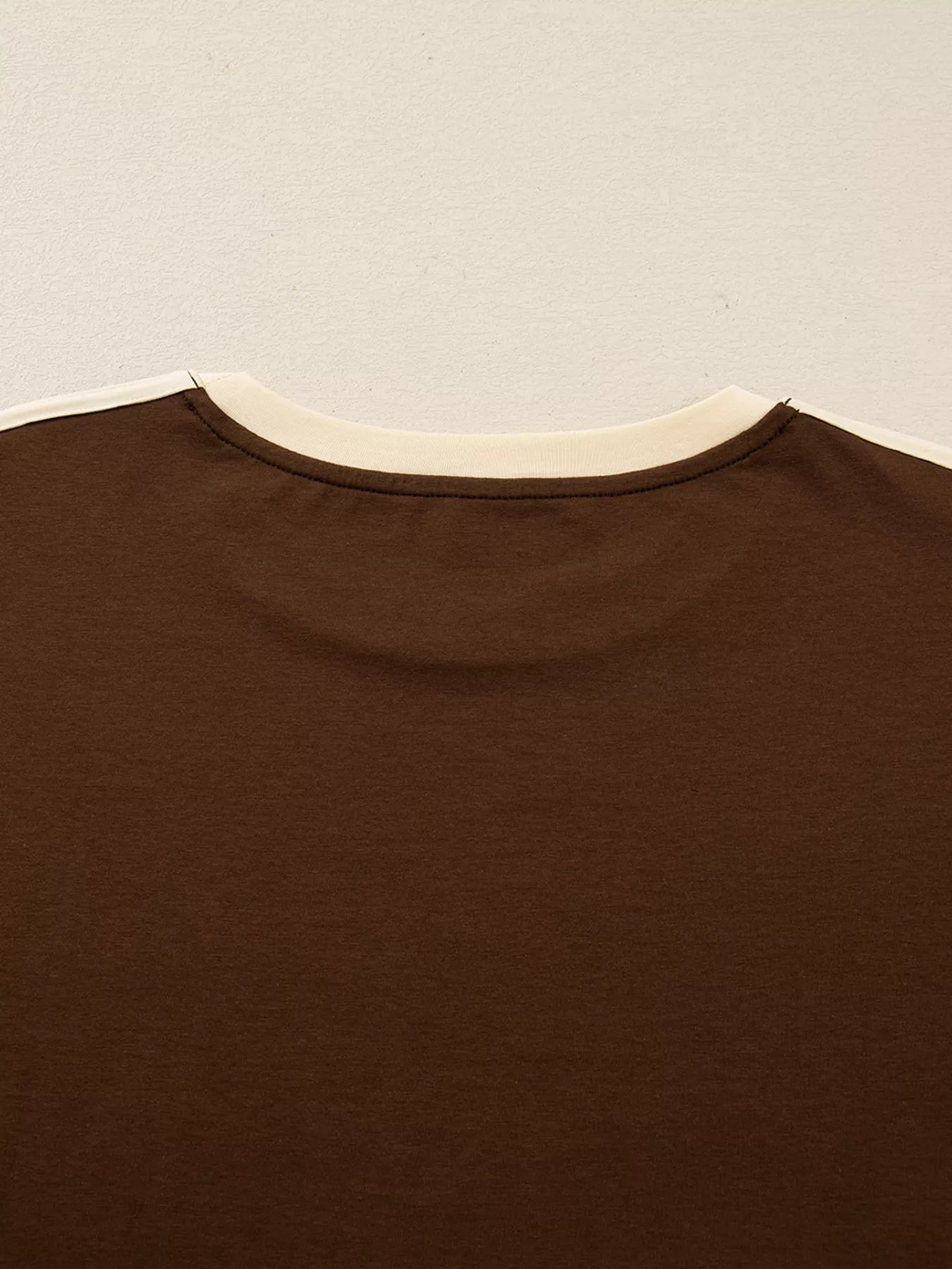 Striped Accent Contrast Crew Neck Long Sleeve T Shirt - Deadwood South Boutique & Company LLC