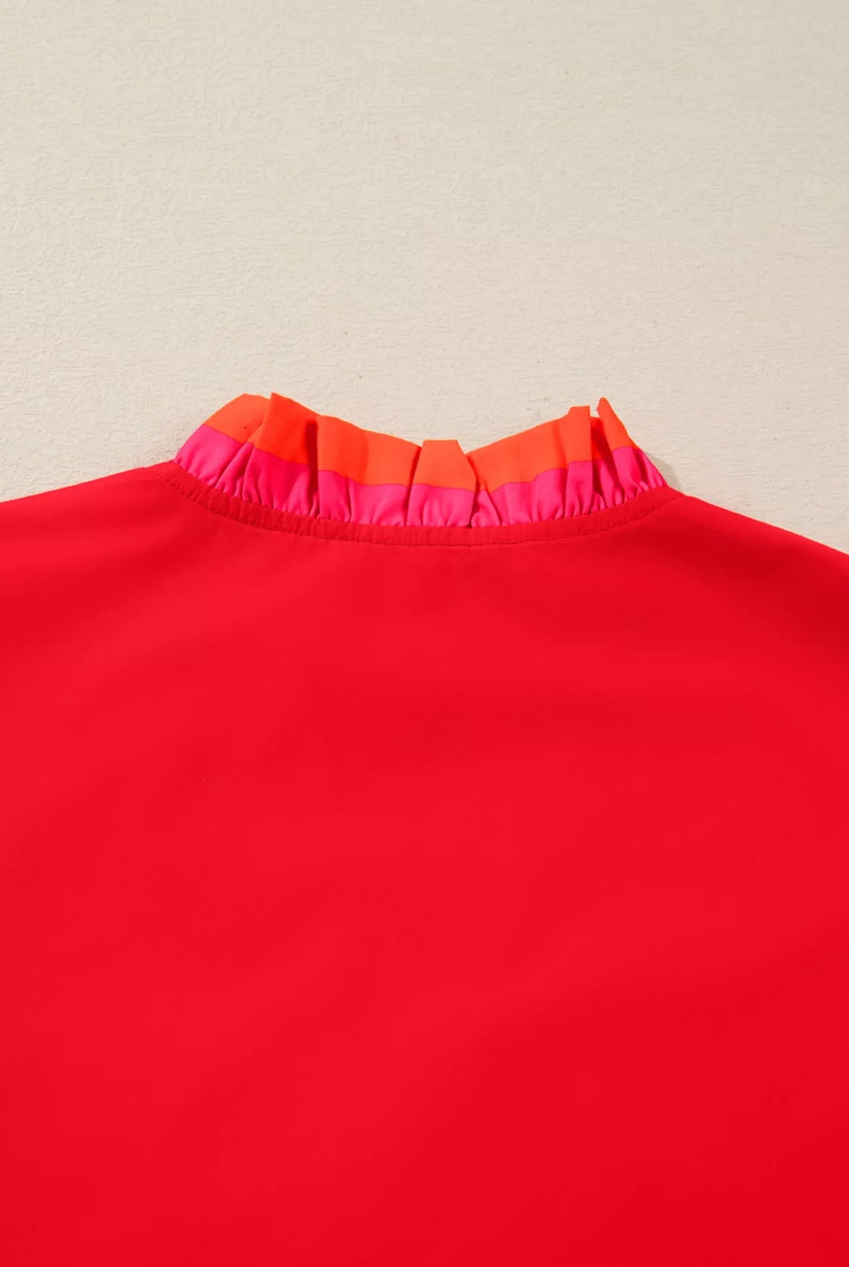 Striped Trim Ruffle Split Neck Long Sleeve Blouse - Deadwood South Boutique & Company LLC