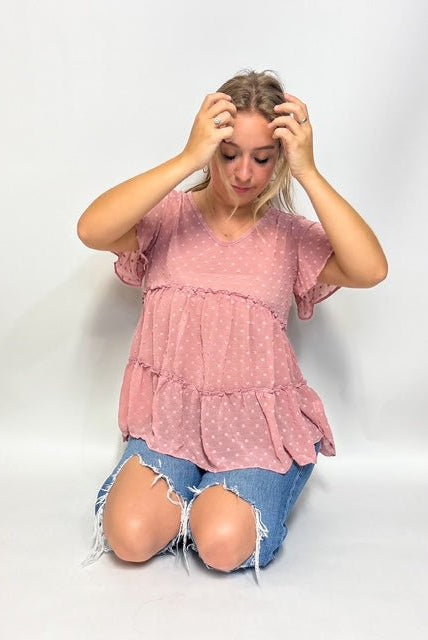 Suzie Swiss Dot Baby Doll Top - Deadwood South Boutique & Company LLC