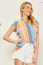 Striped Together Spring Top-Short Sleeves-Deadwood South Boutique & Company-Deadwood South Boutique, Women's Fashion Boutique in Henderson, TX