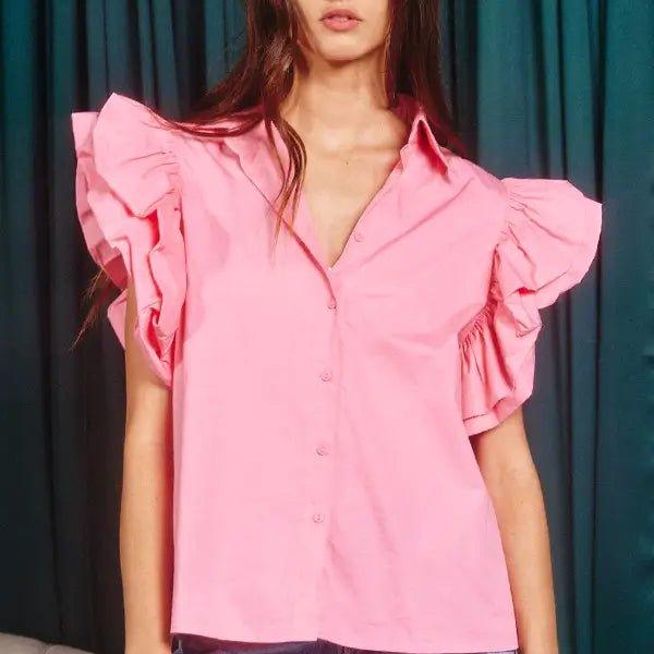 Taylor Made Ruffle Sleeve Top - Deadwood South Boutique & Company LLC