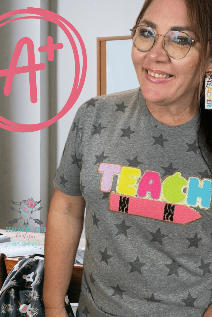 Teacher Grey Star Tee - Deadwood South Boutique & Company LLC