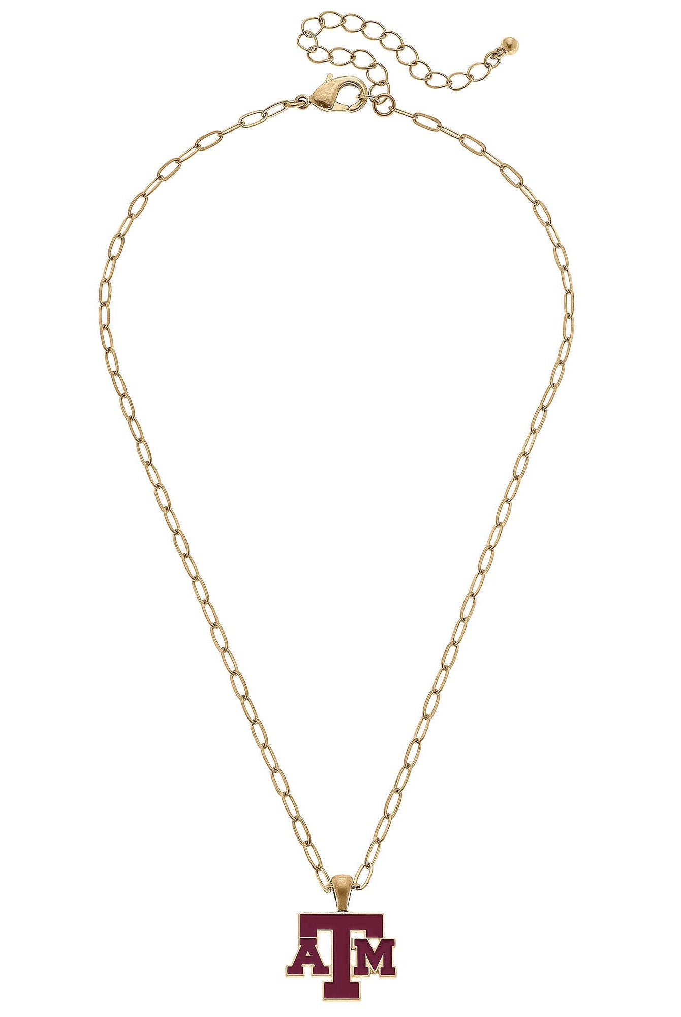 Texas A&M Aggies Enamel Pendant Necklace in Shiny Gold - Deadwood South Boutique & Company LLC