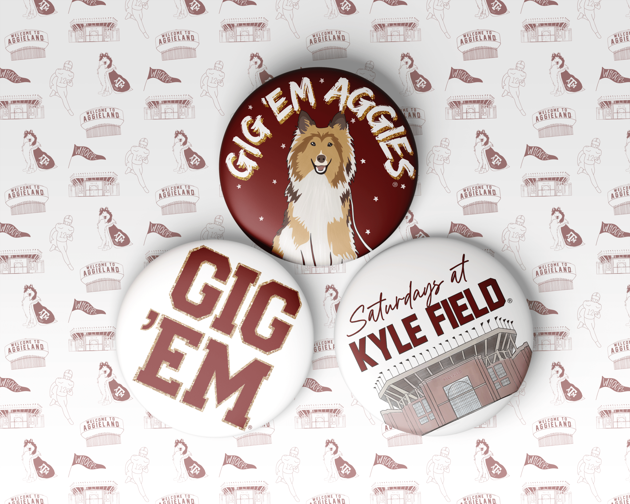 Texas A&M Game Day Buttons | Gameday Pins - Deadwood South Boutique & Company LLC