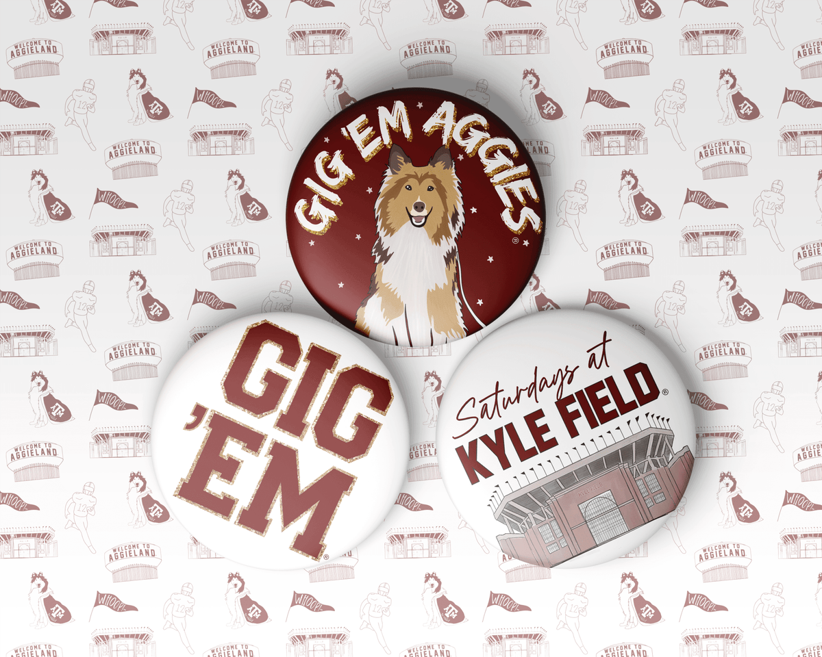 Texas A&M Game Day Buttons | Gameday Pins - Deadwood South Boutique & Company LLC