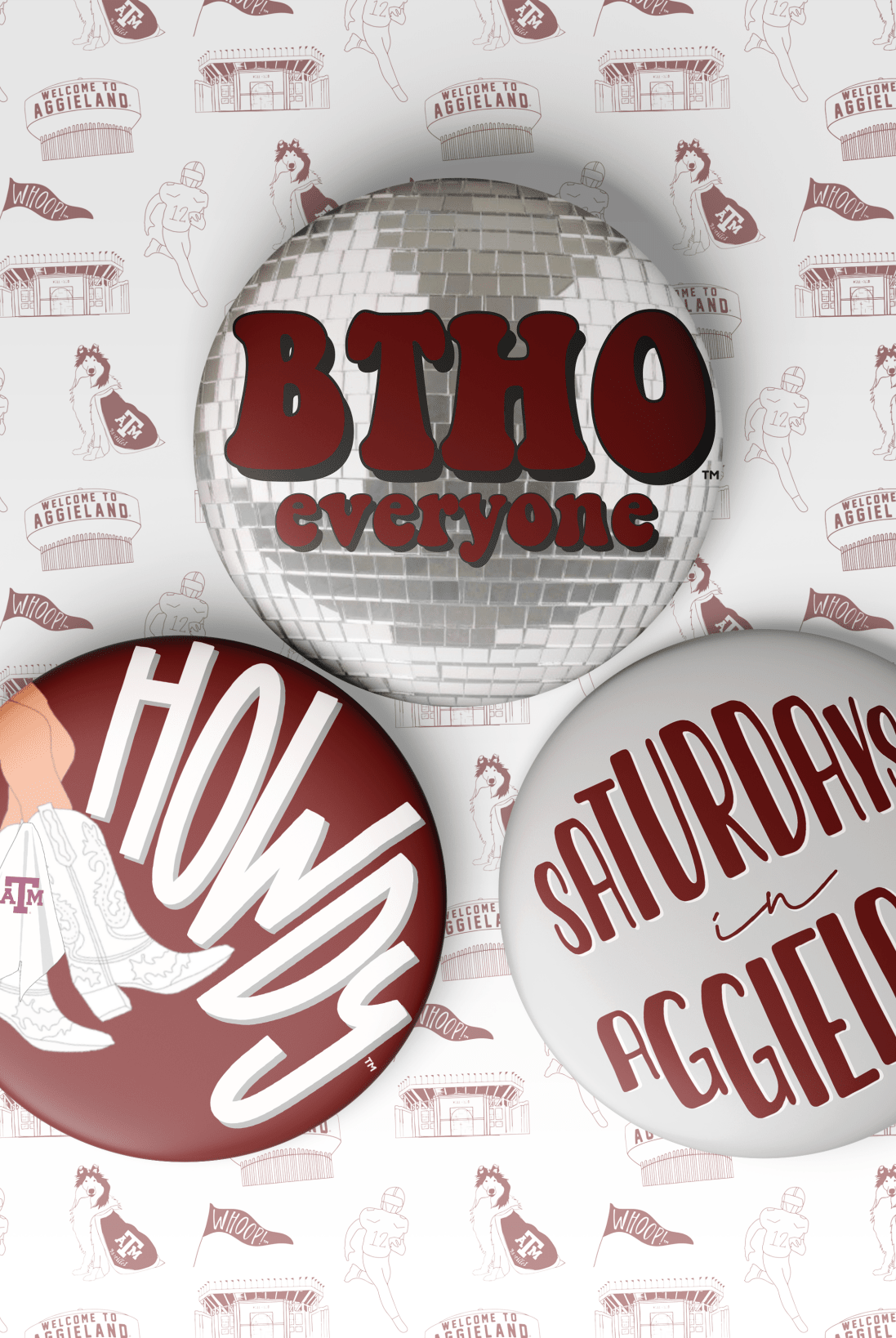 Texas A&M Game Day Buttons | Gameday Pins - Deadwood South Boutique & Company LLC