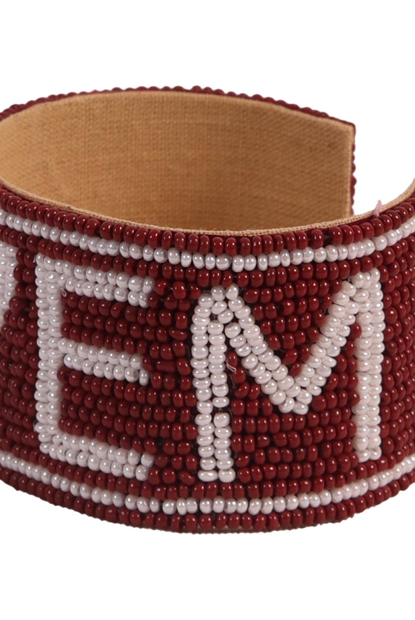 Texas A&M Gig 'Em Beaded Cuff in Maroon and White by Desden - Deadwood South Boutique & Company LLC
