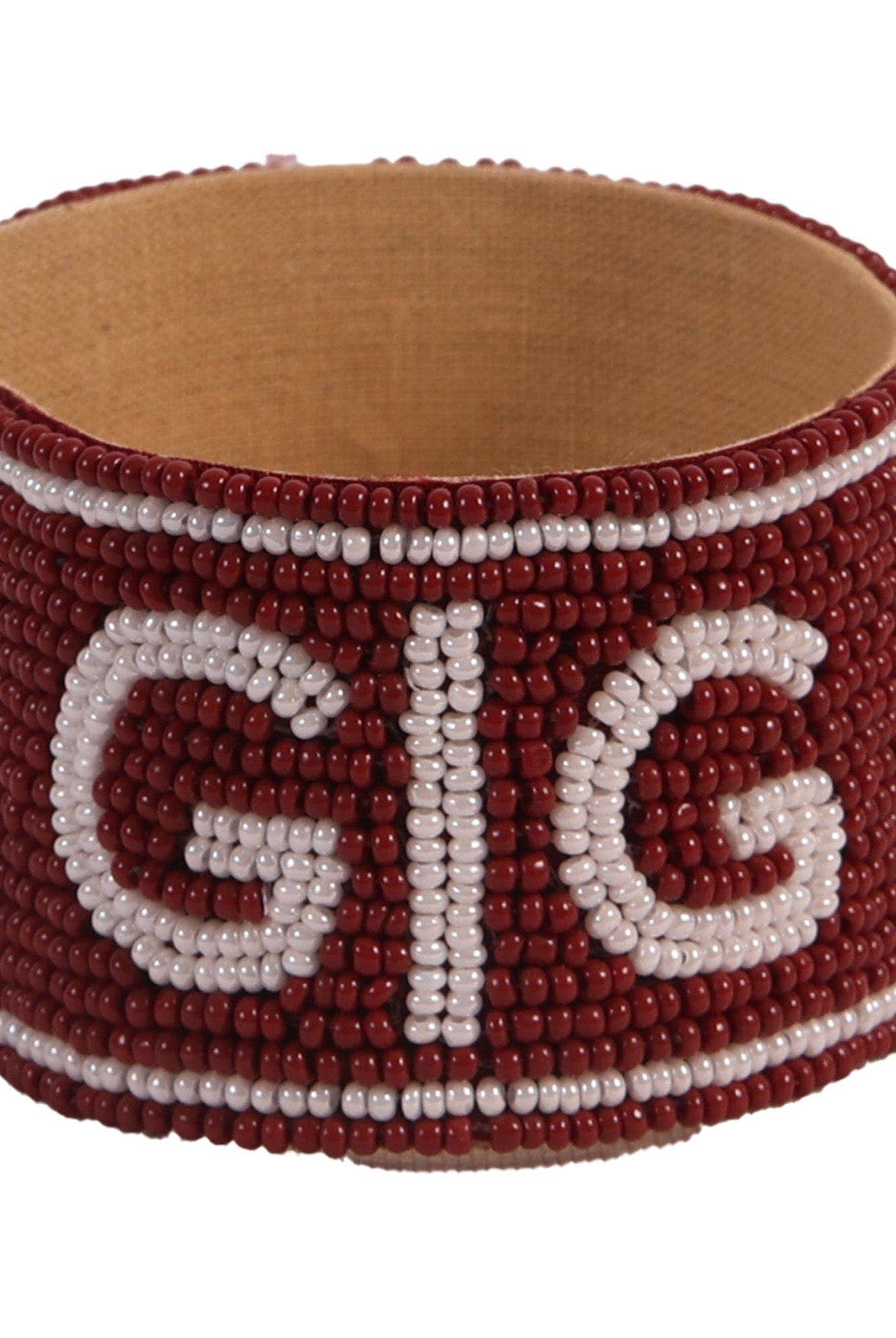 Texas A&M Gig 'Em Beaded Cuff in Maroon and White by Desden - Deadwood South Boutique & Company LLC