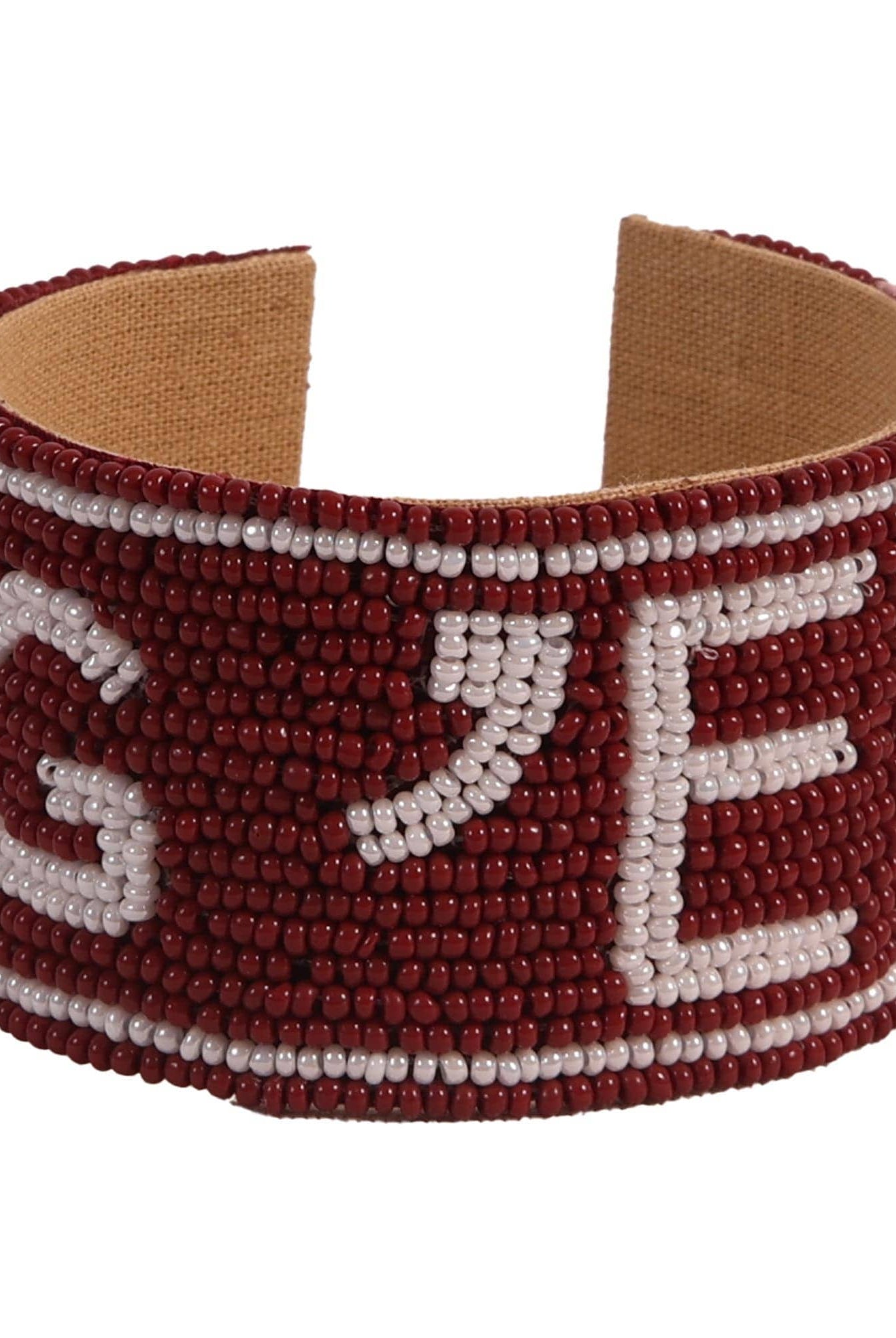 Texas A&M Gig 'Em Beaded Cuff in Maroon and White by Desden - Deadwood South Boutique & Company LLC
