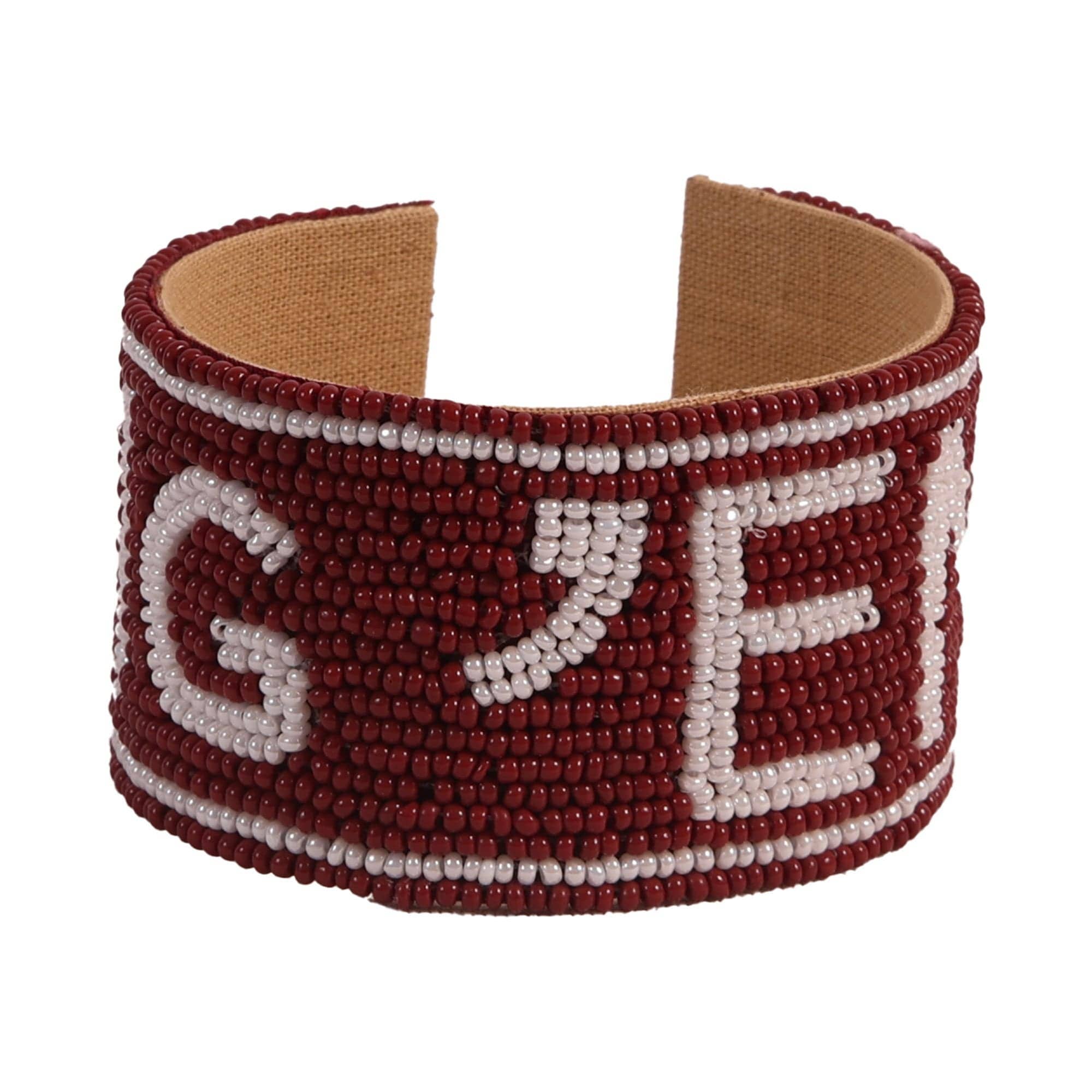 Texas A&M Gig 'Em Beaded Cuff in Maroon and White by Desden - Deadwood South Boutique & Company LLC