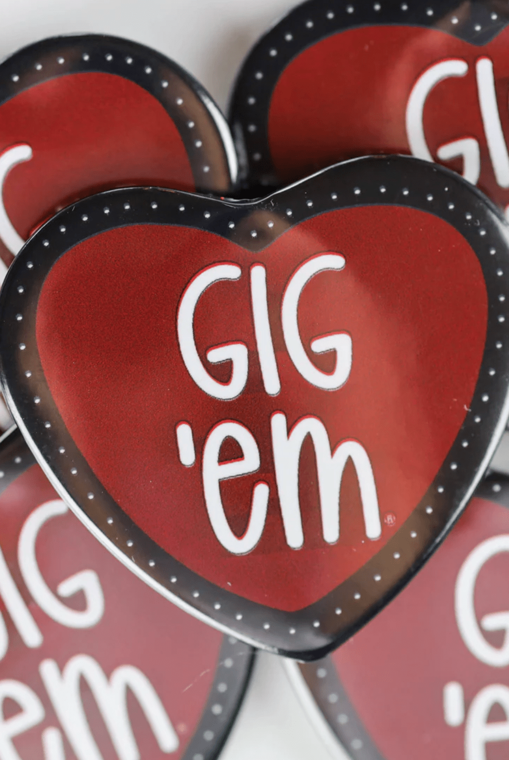 TEXAS A&M Heart Shaped Game Day Button - Deadwood South Boutique & Company LLC