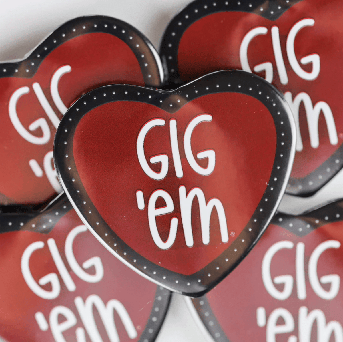 TEXAS A&M Heart Shaped Game Day Button - Deadwood South Boutique & Company LLC