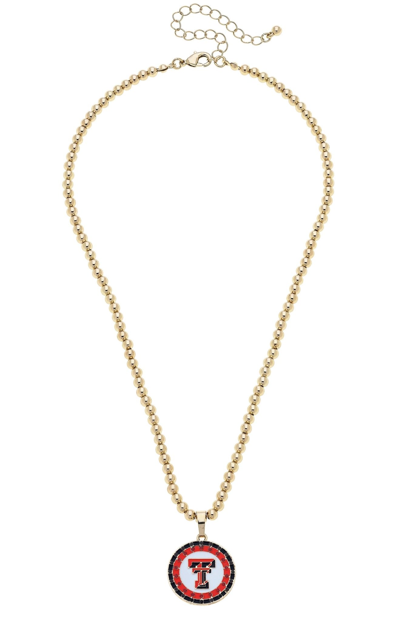 Texas Tech Red Raiders Pave Disc Necklace in Shiny Gold - Deadwood South Boutique & Company LLC