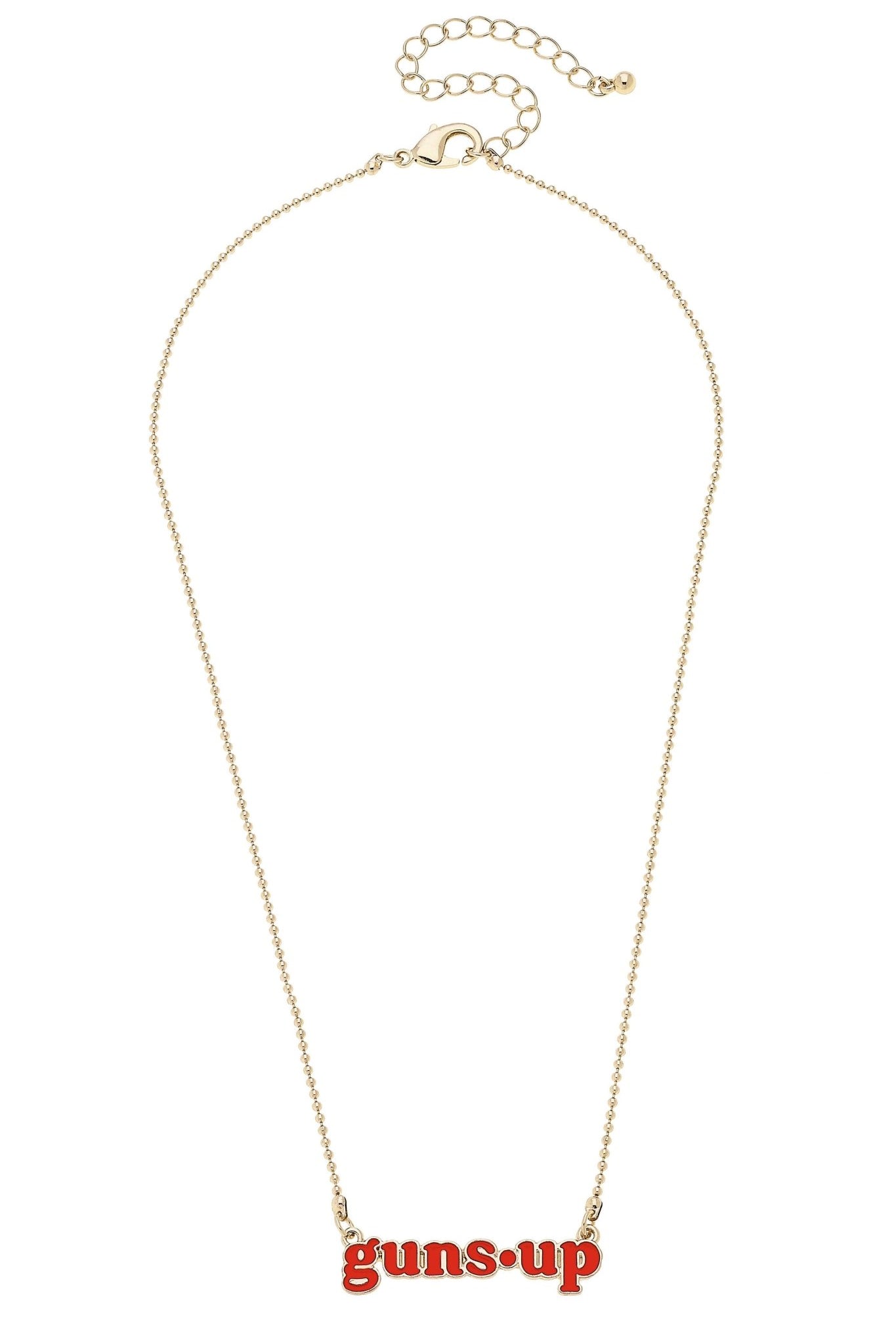 Texas Tech Red Raiders Slogan Necklace in Red/Shiny Gold - Deadwood South Boutique & Company LLC