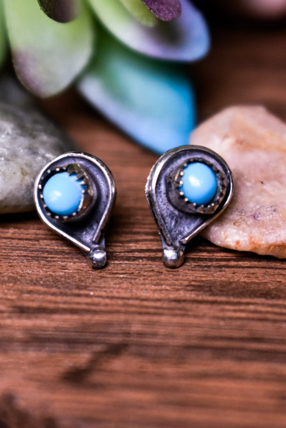 The Allie Sterling & Turquoise Studs - Deadwood South Boutique & Company LLC