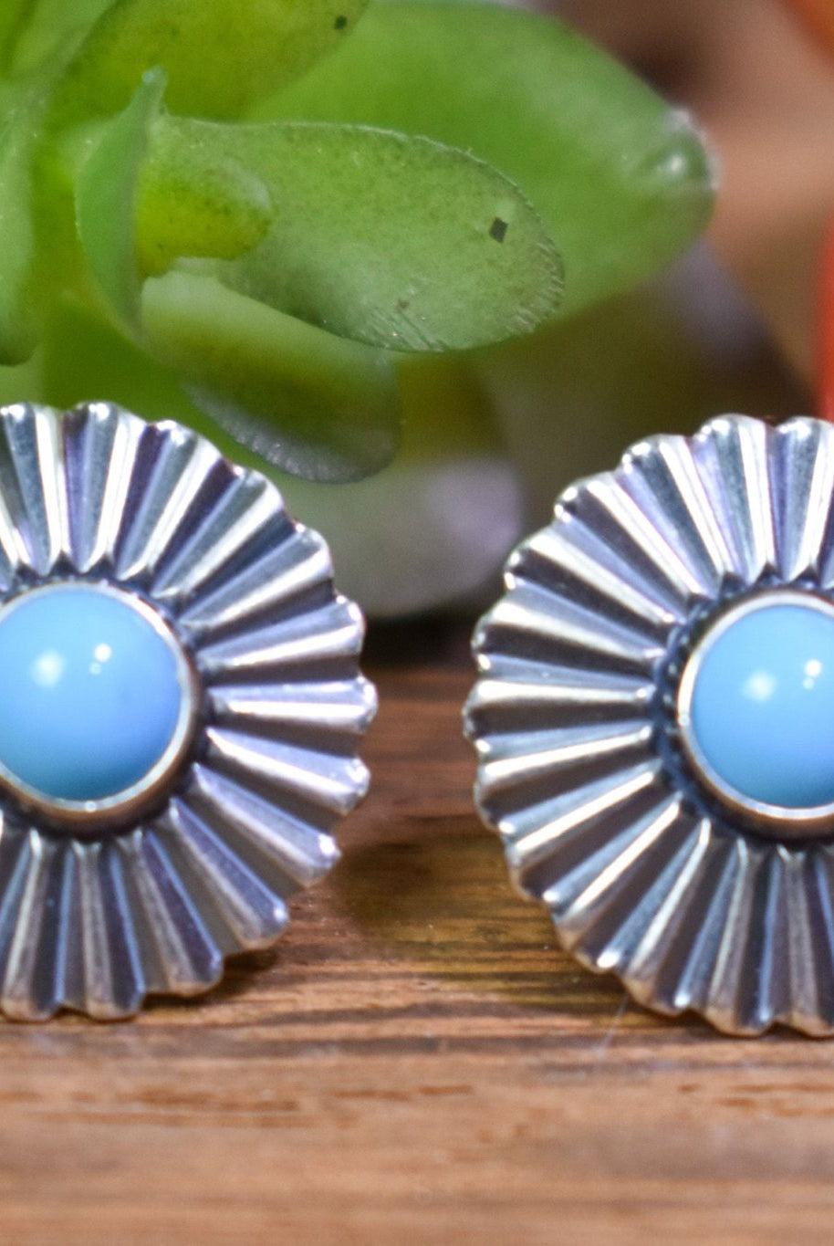 The Astrid Sterling Silver & Turquoise Concho Studs - Deadwood South Boutique & Company LLC