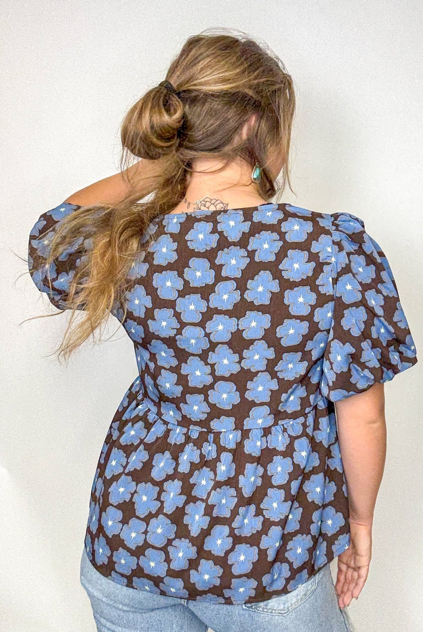 The Blue Floral Baby Doll Top - Deadwood South Boutique & Company LLC