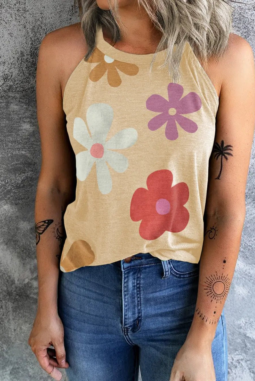 The Flower Power Round Neck Tank - Deadwood South Boutique & Company LLC