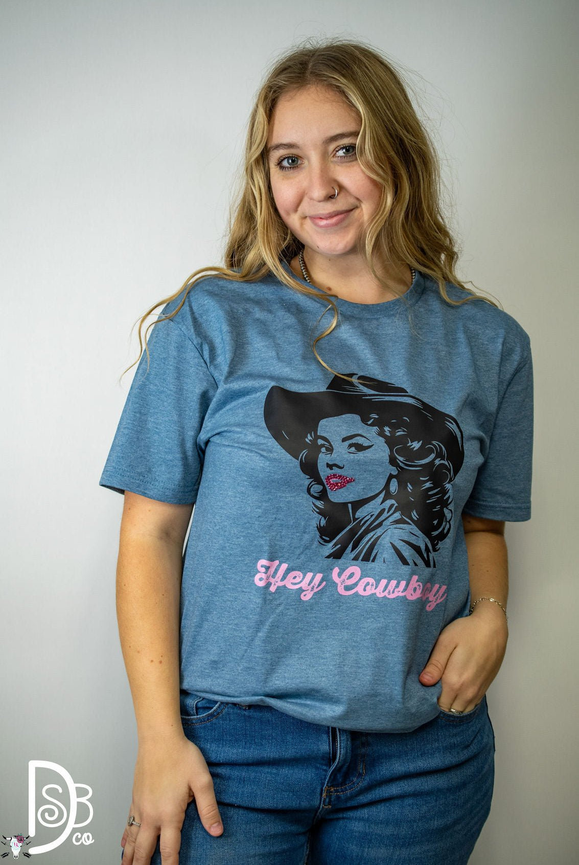 The Hey Cowboy Rhinestone Graphic Tee - Deadwood South Boutique & Company LLC