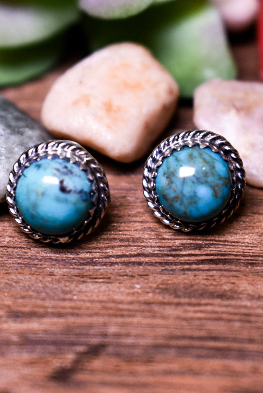 The Kassie Sterling & Turquoise Studs - Deadwood South Boutique & Company LLC