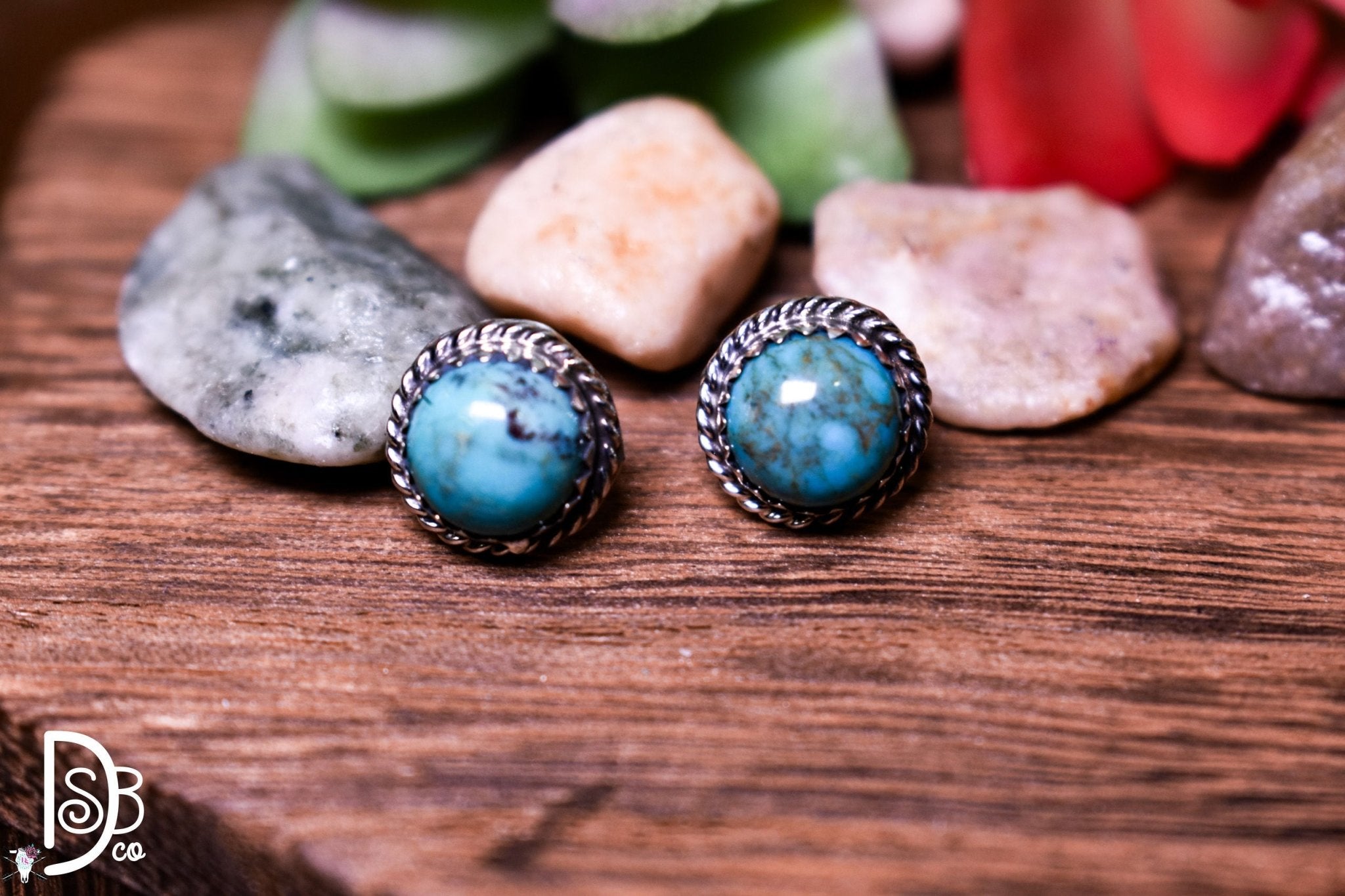 The Kassie Sterling & Turquoise Studs - Deadwood South Boutique & Company LLC