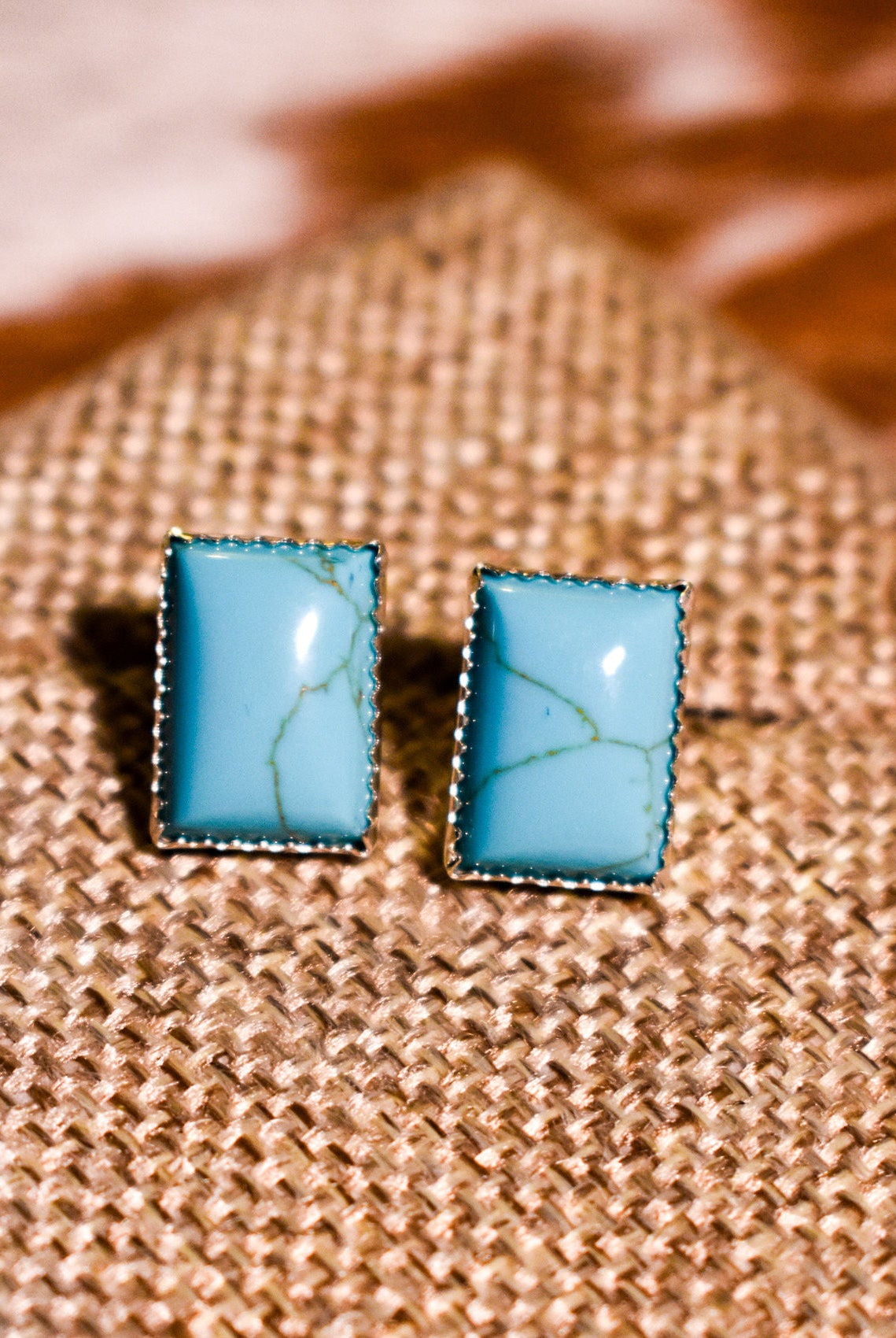 The Kathy Sterling & Turquoise Rectangle Studs - Deadwood South Boutique & Company LLC
