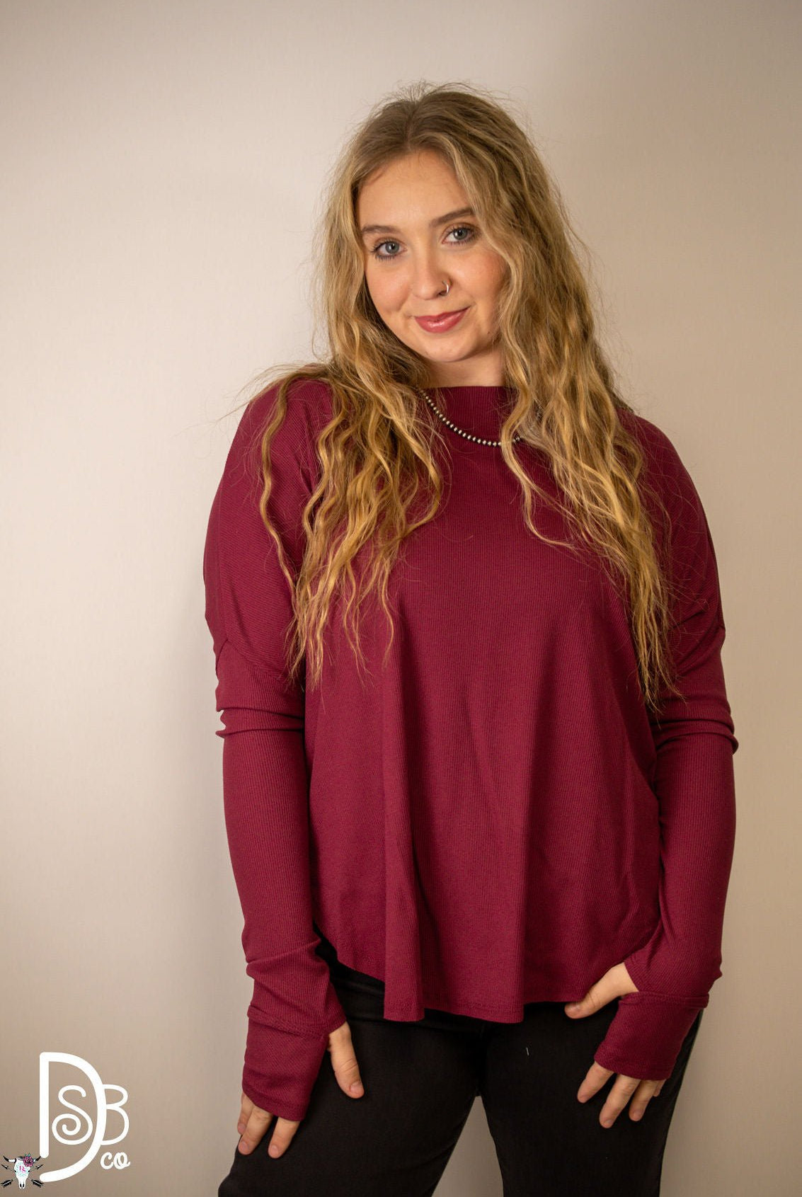 The Lauren Oversized Open Back Ribbed Top - Deadwood South Boutique & Company LLC