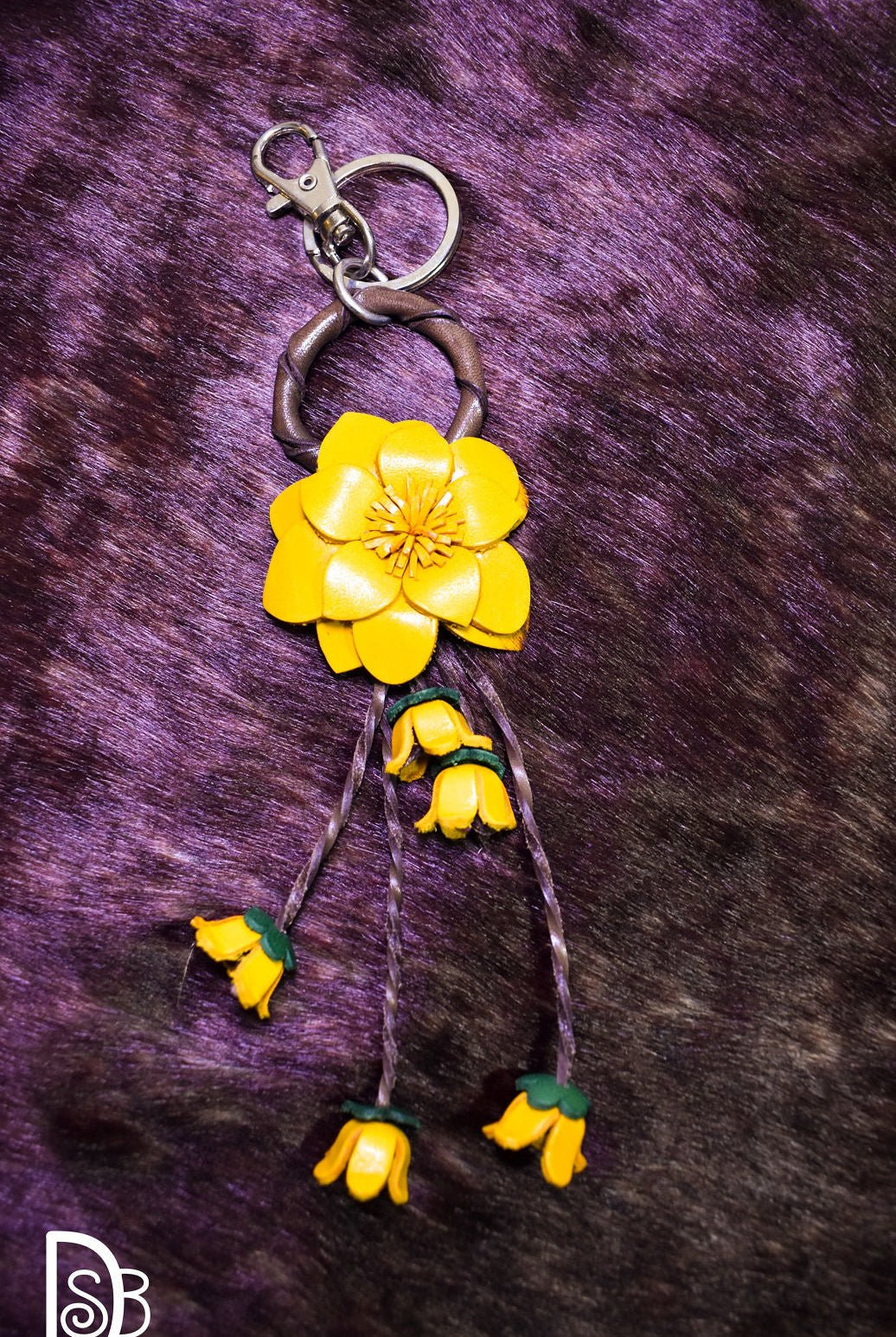 The Leather Flower Key Chain/ Bag Charm - Deadwood South Boutique & Company LLC