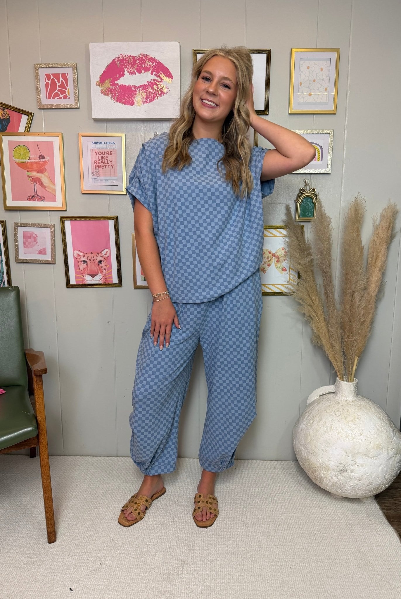 The Modern Checkered French Terry Set - Deadwood South Boutique & Company LLC